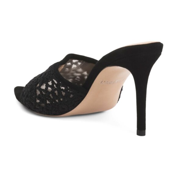 NEW  L'AGENCE Armande Crochet Heeled Sandals in black for women 72 15i8 - Picture 4 of 9